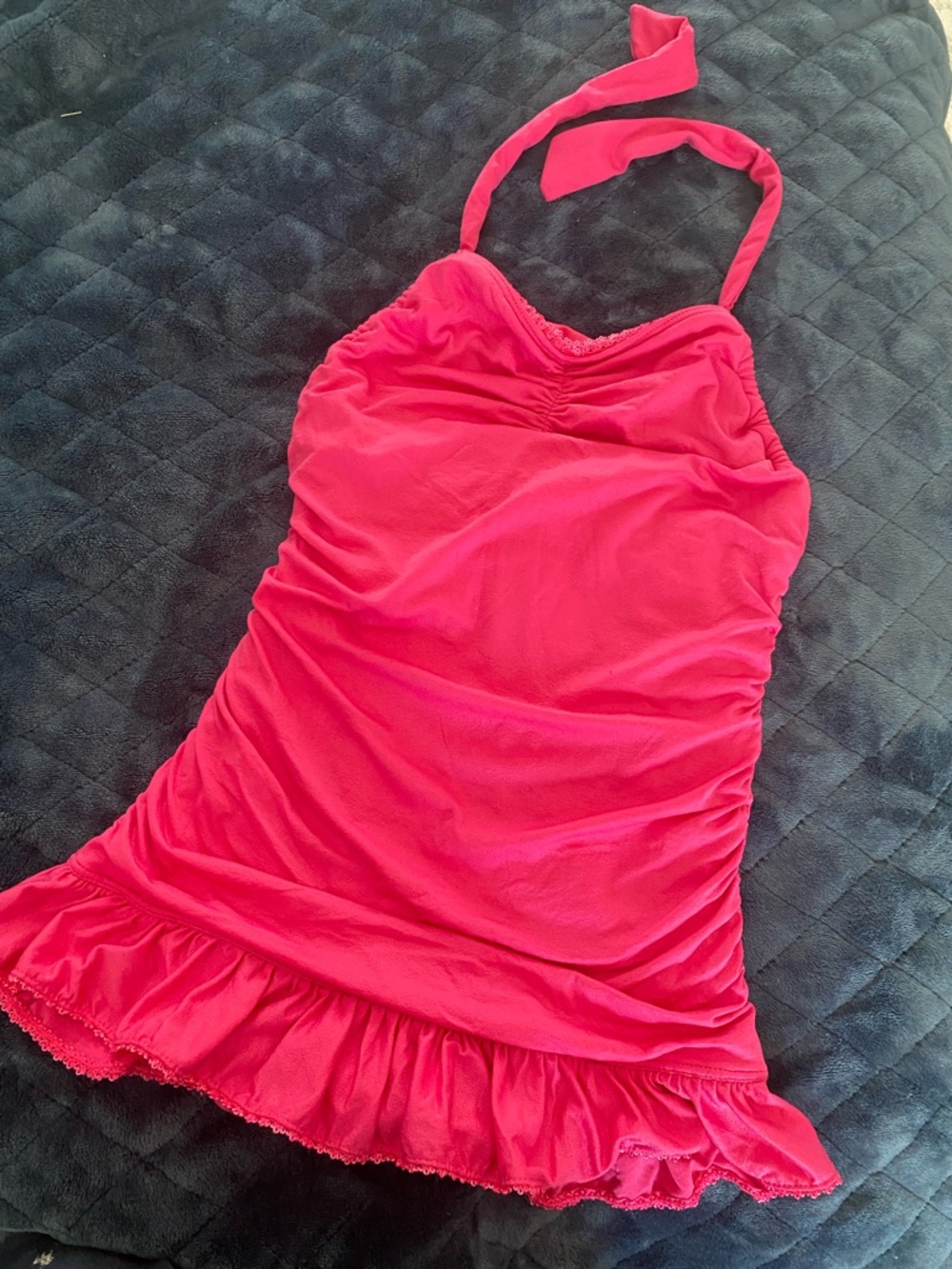 Juicy Couture Hot Pink Halter Ruffle Swimsuit